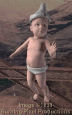 Twirling dancing baby on metal drum